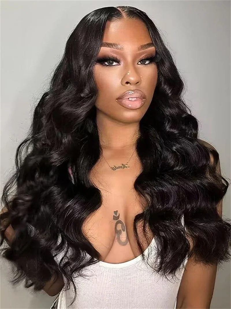 Black Wave Curly Long 26“ 180Density Lace Front Wig For Black Women Babyhair Preplucked Heat Resistant Glueless Daily Wig