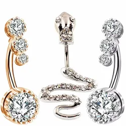Crystal Zircon Piercing Belly Button Rings for Women Girls Navel Ring Bar Drop Dangle Body Belly Navel Jewelry Snake Piercings