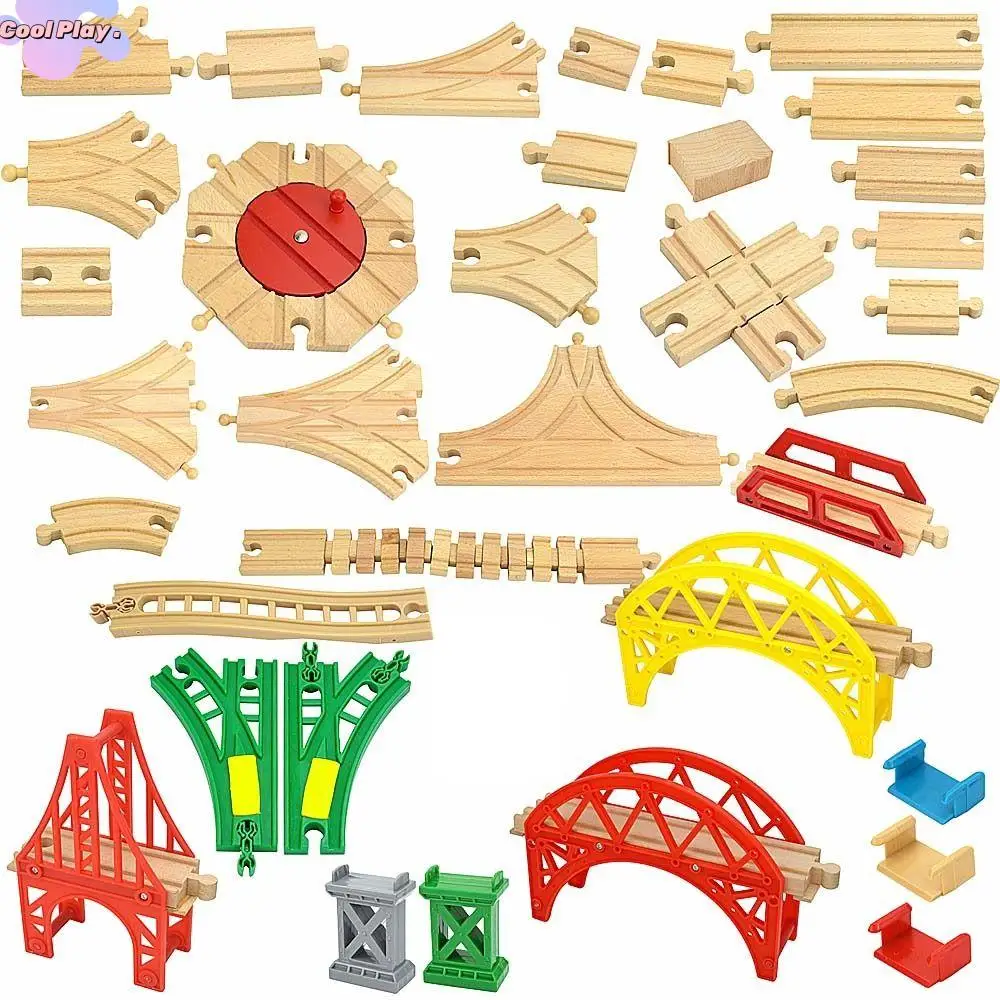 

Educational Assemble Model Set Track Connector Toys Wooden Track Railway Toys Wooden Track Accessories Train Track Toys