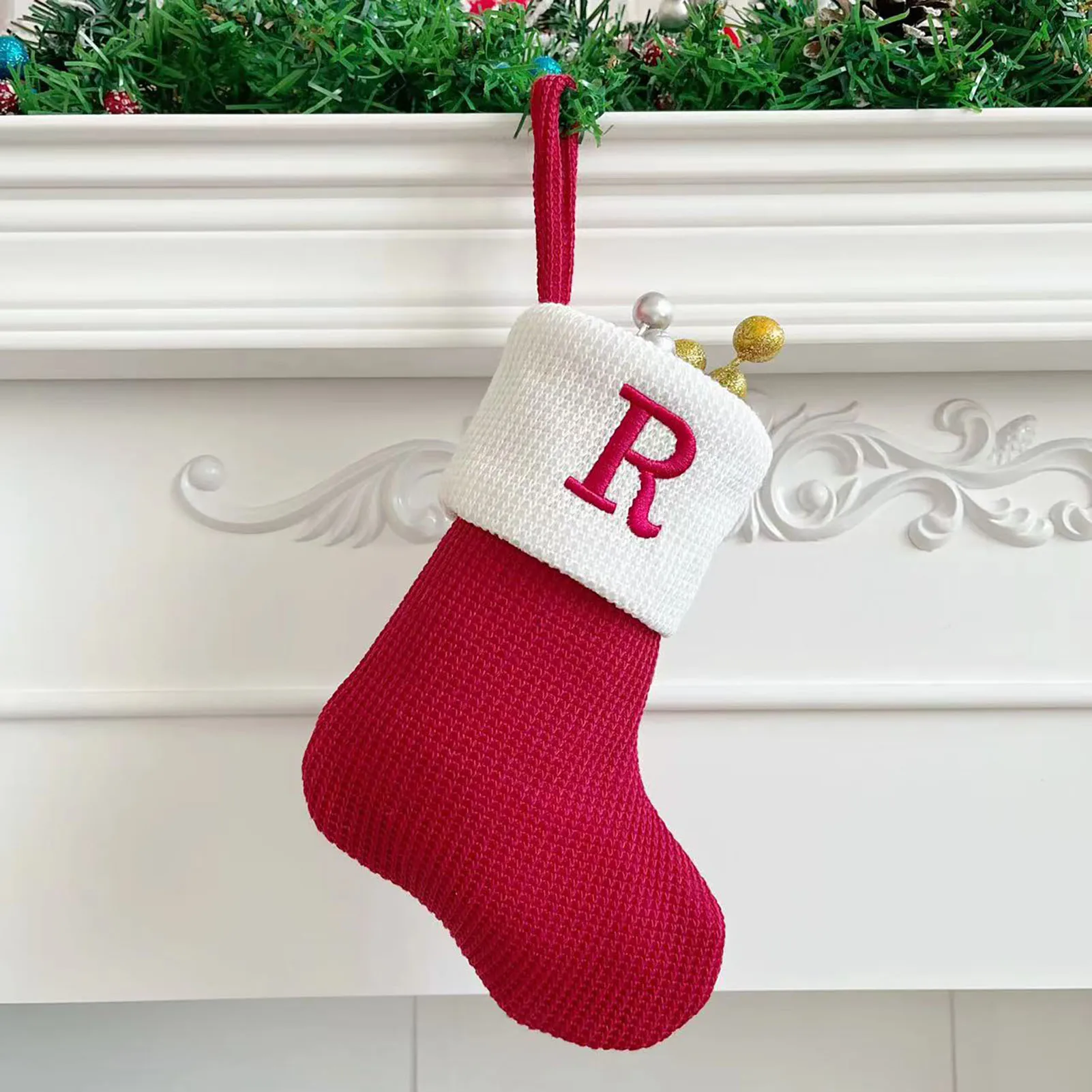 Knitted Letter Christmas Socks Easy to Hang With A Convenient Sling Ornament Suitable for Candies Chocolates Toys