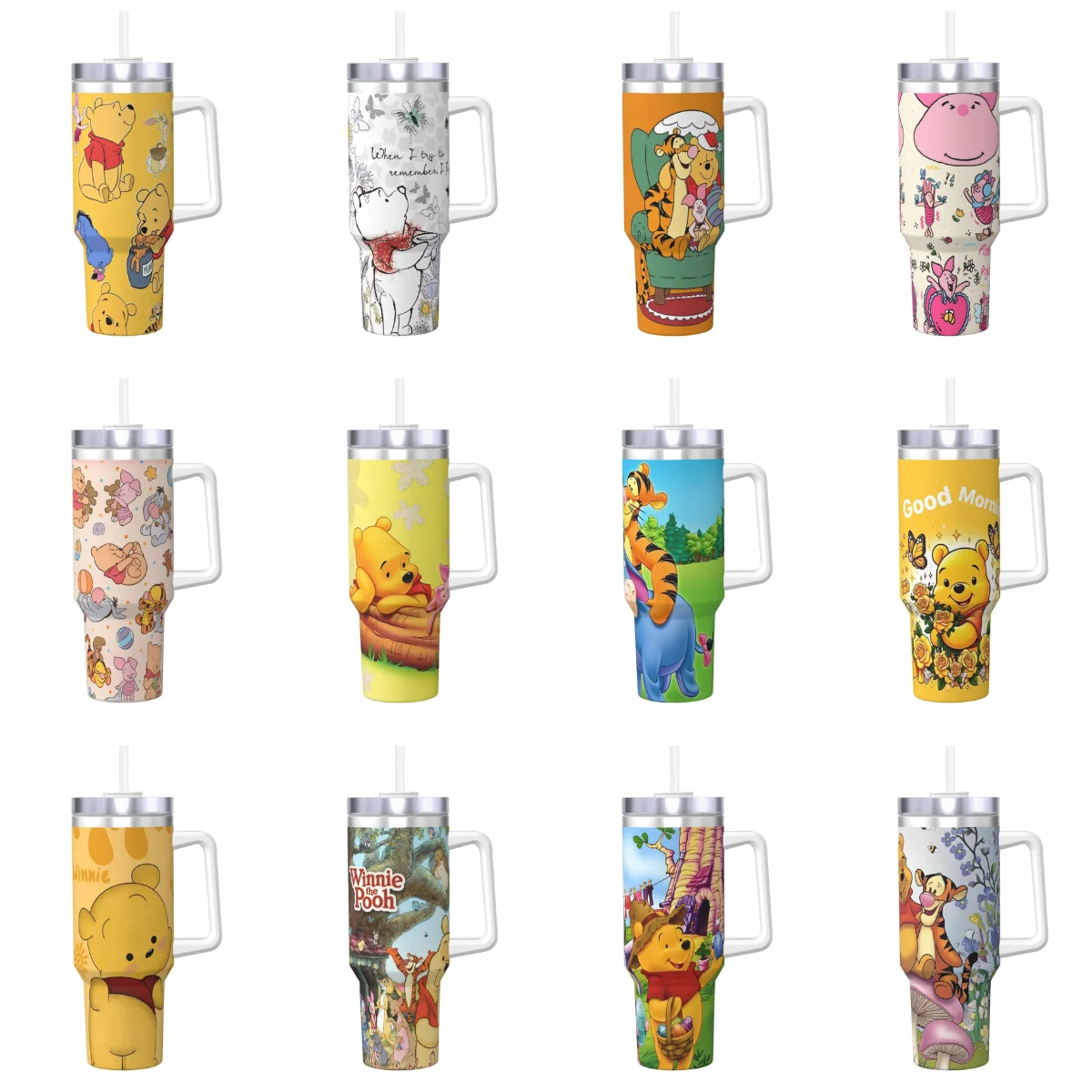 Winnie The Pooh Stainless Steel Tumbler Driving Mugs Cup 40oz Thermal Cups Heat Preservation Cold and Hot Milk Tea Water Bottle