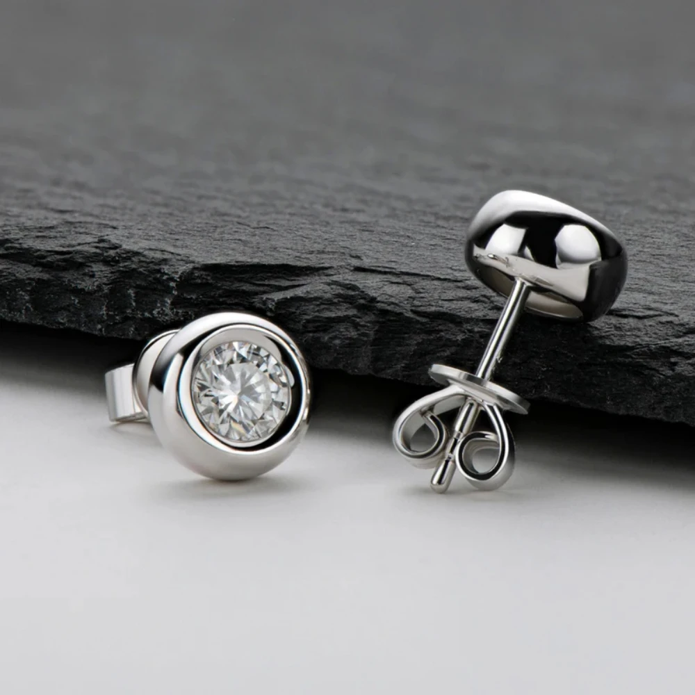 0.3/0.5ct D Color Moissanite Stud Earrings For Women Men S925 Sterling Silver Round Diamond Earrings Wedding Party Fine Jewelry