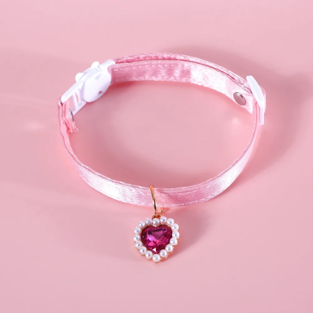 

High Quality Heart Pendant Pet Collar Bowknot Durable Cats Bow Tie Adjustable Solid Color Pet Supplies Pets Accessories
