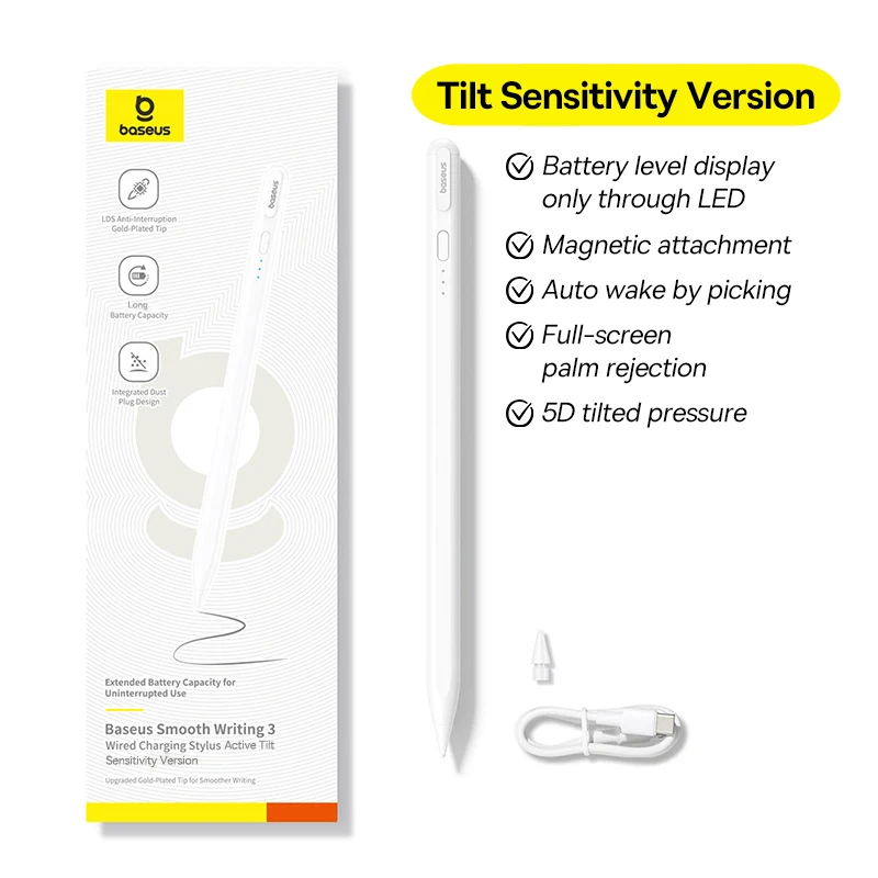 Baseus Magnetische Stylus Pen voor Apple Pencil Bluetooth-verbinding voor iPad Pro Air Mini Palm Rejection Tilt Pressure Tablet Pen