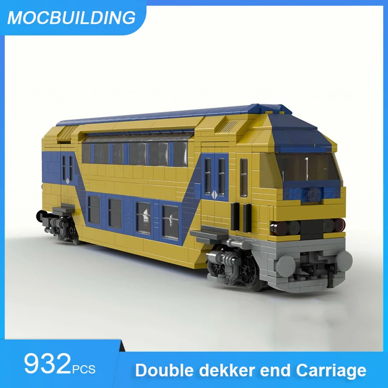 MOC Building Blocks Dutch NS Double Dekker End Carriage DDZ Train DIY Assemble Bricks Transportation Creative Toys Gifts 932PCS