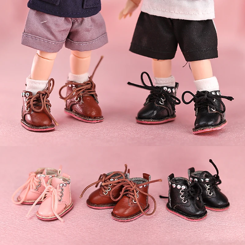 Handmade Cowhide Dolls Shoes for 1/11 OB11 Shoes Leather 1/12 BJD Doll Shoes Boots For obitsu11GSCbody9OB11 Doll Boots