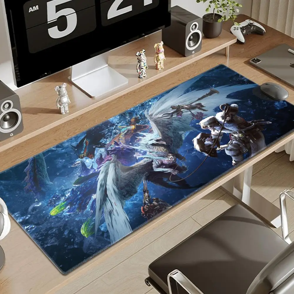Podkładka pod mysz do gry Monster Hunter World Tapetes de Mesa Teclado Borracha Kawaii XXL 90x40cm Tapete de Mesa Antiderrapante — zdjęcie produktu 2
