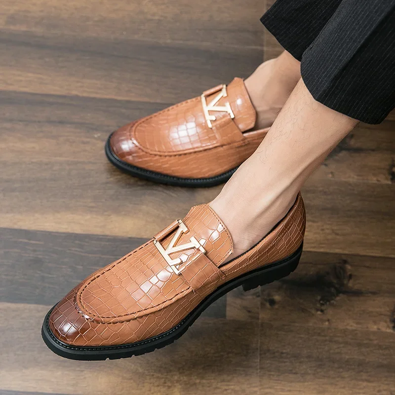 New designer States Men's Large Size Business Loafers Fashion Rubbed Colour Set Foot Loafers Leather Shoes PX127