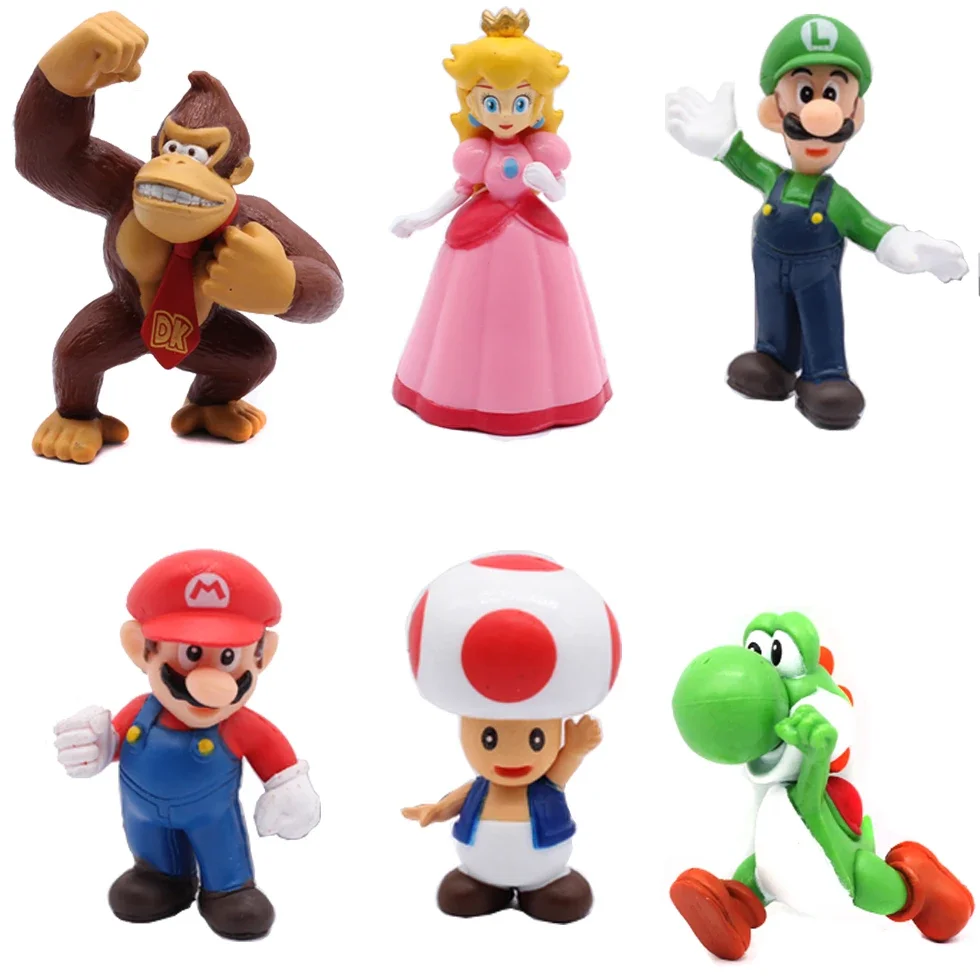 6-18pcs/set Super Mario Bros PVC Action Figure Toys Dolls Model Set Luigi Yoshi Donkey Kong Mushroom for kids birthday gifts