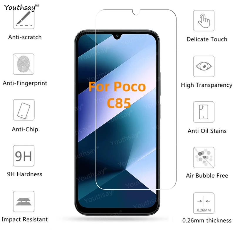 6in1 Volle Gule Glas Für Xiaomi Poco C85 Gehärtetem Glas Poco C85 Screen Protector Schutz Telefon Kamera Objektiv Film Poco c85 – Detail 3