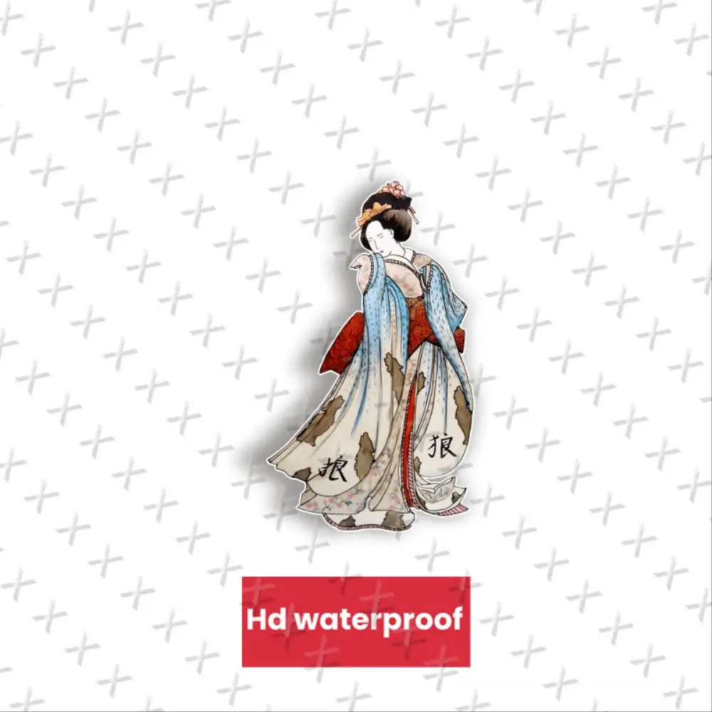 Geisha Of Wolves HD Waterproof Irregular Shaped Self Adhesive Vinyl Sticker Decal For Car Laptop Waterproof Stickers For Decorat