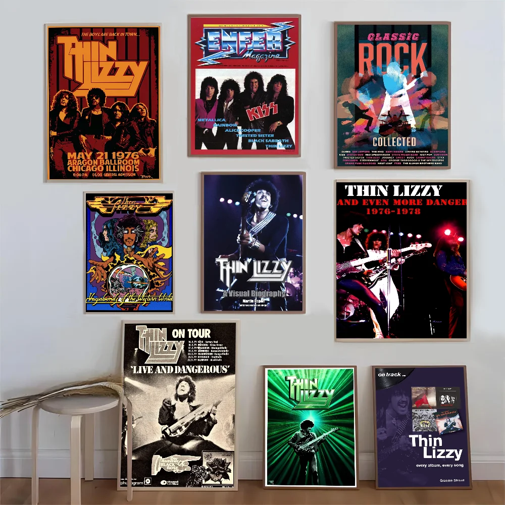 Classic Rapper Thin Lizzy Band Good Quality Prints and Posters Waterproof Paper Sticker Coffee House Bar Posters Wall Stickers