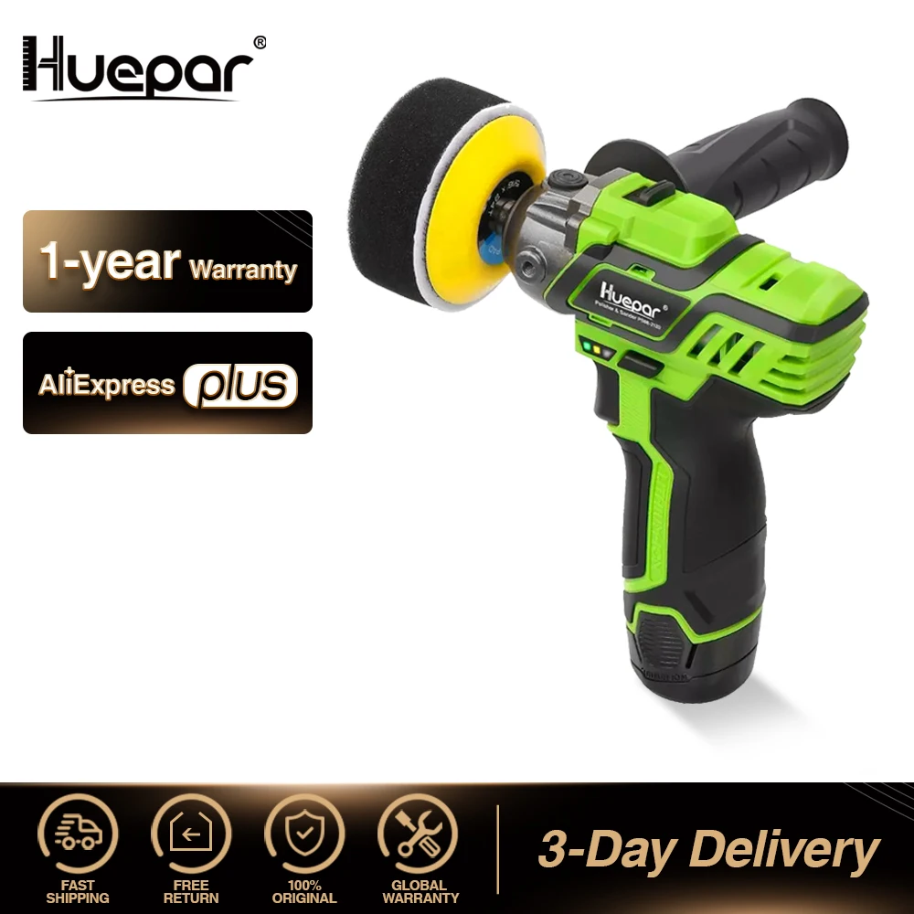 

Huepar Electric Polisher Sander 3-inch Cordless Variable Speed Auto Polishing Machine Car Buffer Waxer Floor Sanding Waxing Tool