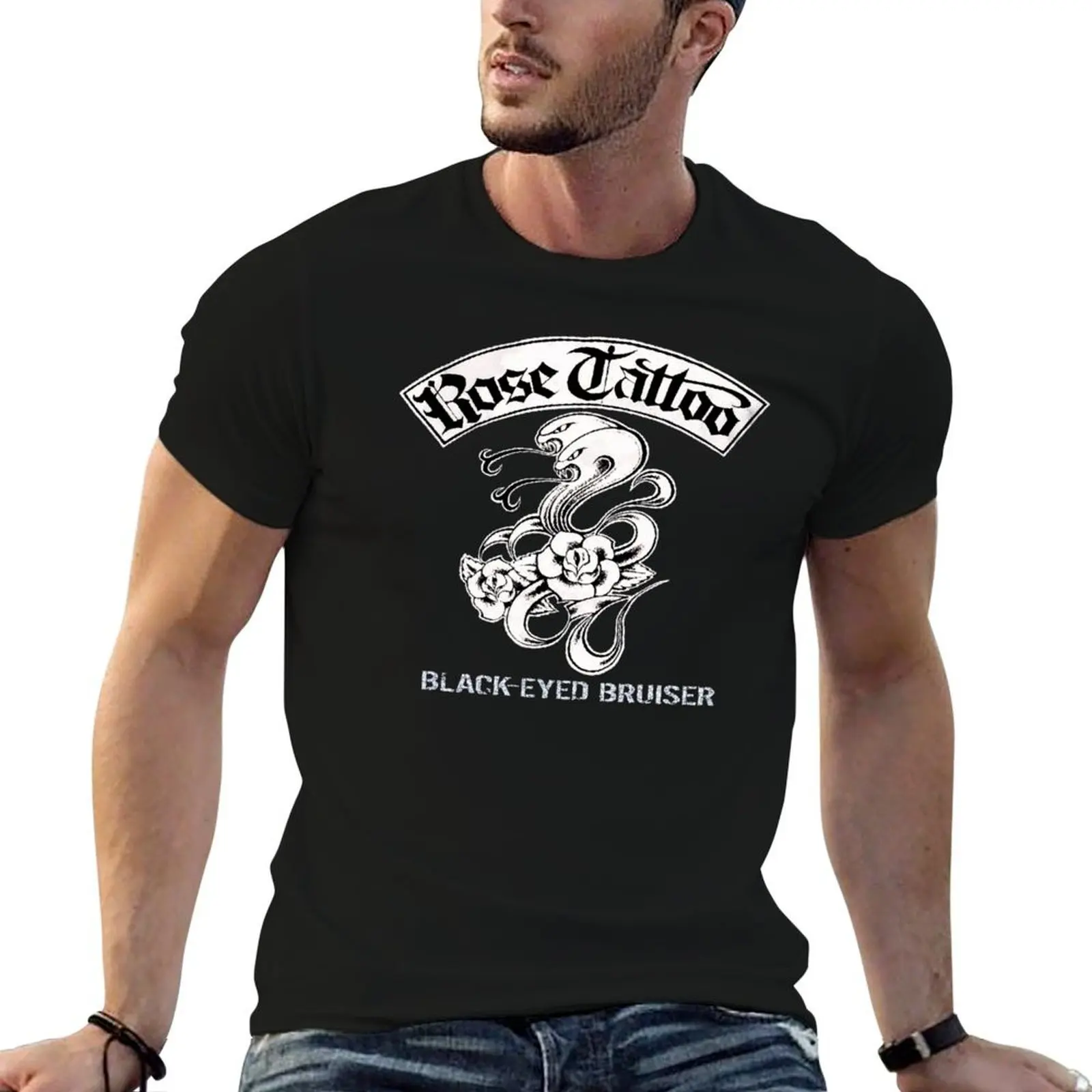 Art 01 Rose Tattoo black eyed bruiser T-Shirt t shirts with prints t shirts designer t shirts for man pack cotton T-shirt