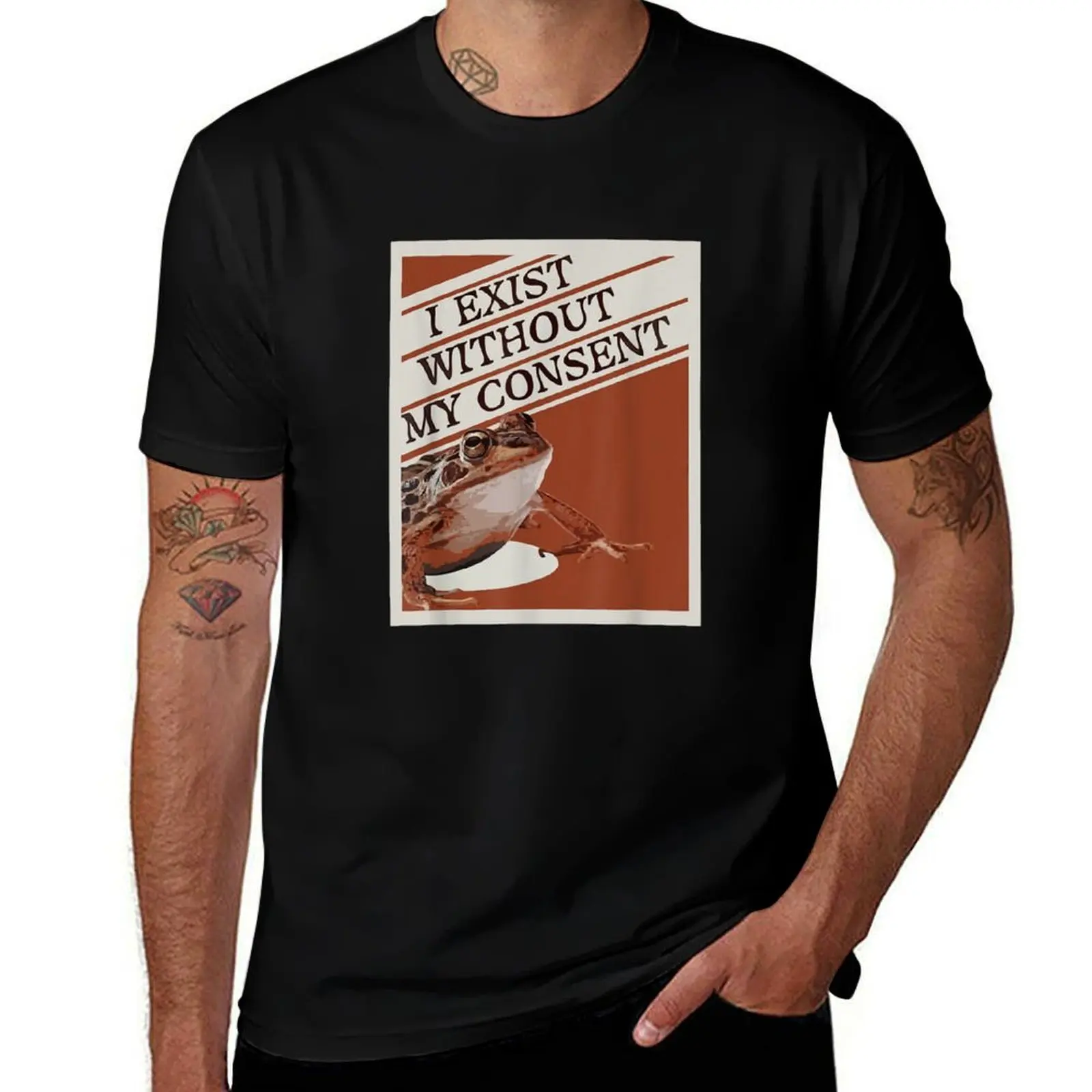 I Exist Without My Consent T-Shirt Stylish Print Short Sleeve Tee T-Shirt
