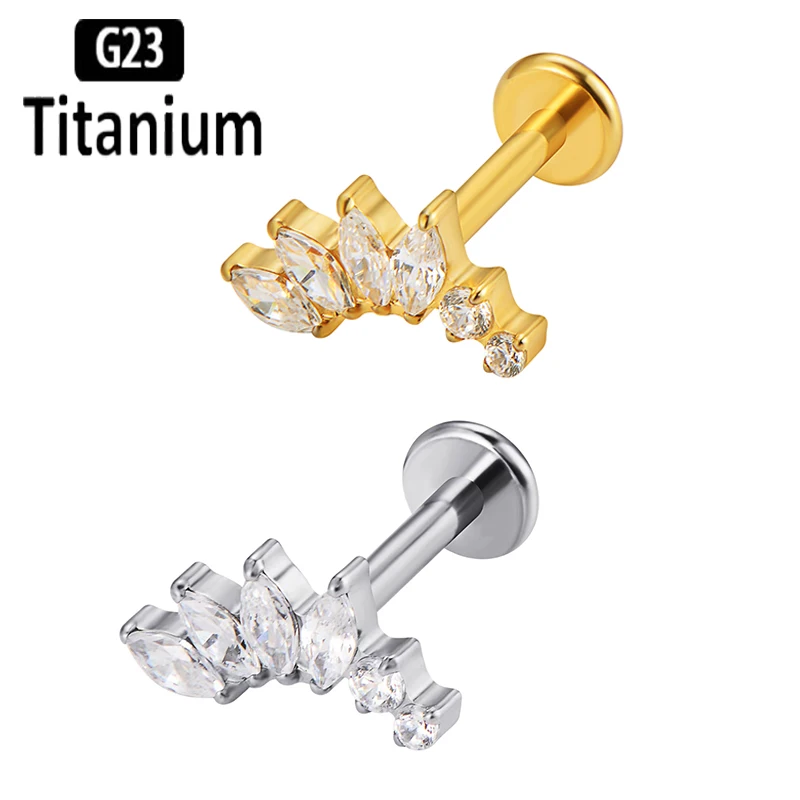 

G23 Titanium Piercing Labret Fashion style Ear Stud Tragus Lip Ring Internal Thread Helix Earring Lobe Lip Piercing Body Jewelry