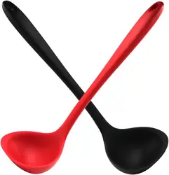 Silicone Ladles Soup Spoons Nonstick Heat Resistant Large Soup Ladle with Long Handle for Home Kitchen Cooking