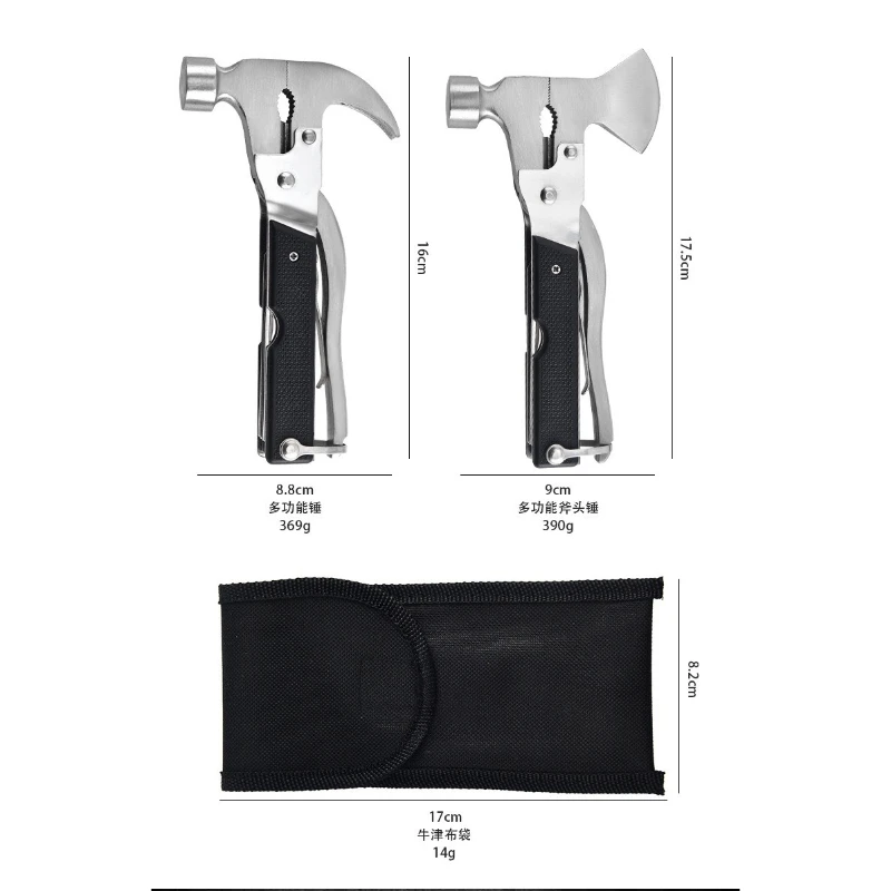 Strumento multifunzionale Martello per ascia Martello per artigli, Martello portatile da campeggio Martello per chiodi a terra pieghevole Strumento salvavita per auto