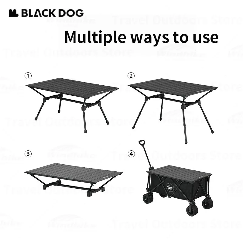 Naturehike Black Dog Portable Aluminium Alloy Folding Camping Table Adjustable Lifting Table Outdoor Picnic Bbq Outdoor Furnitur