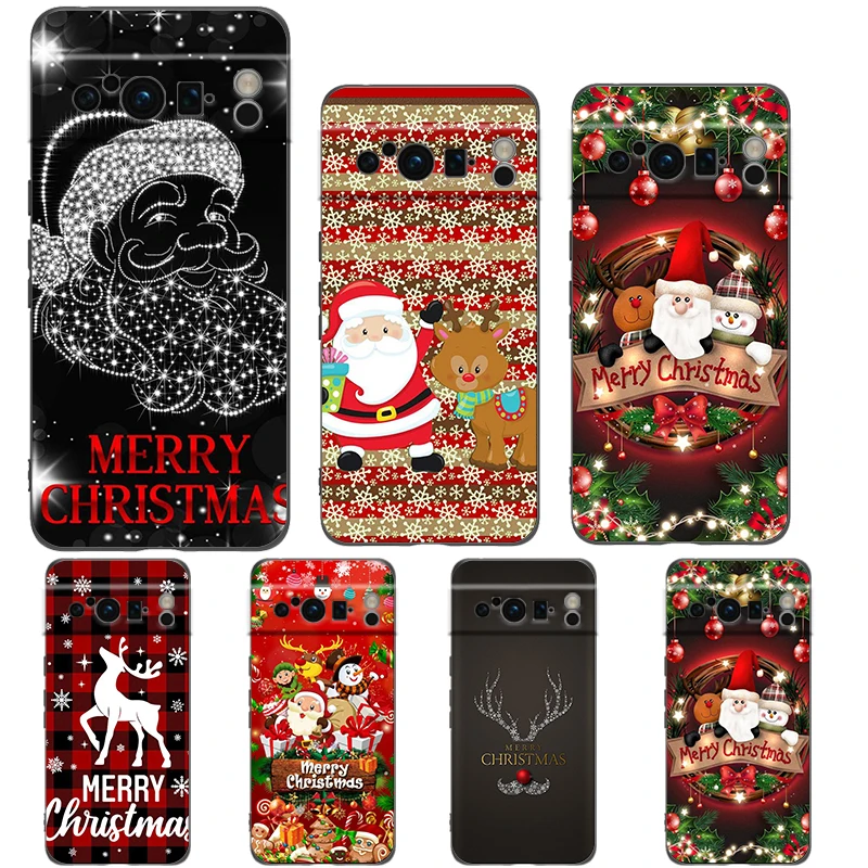 Merry Christmas Phone Case Cover for Google Pixel 8 7 6 7A 6A Pro 5G Shockproof Silicone Soft 9 Pro XL 8 Pro 5G Shell Capa Coque