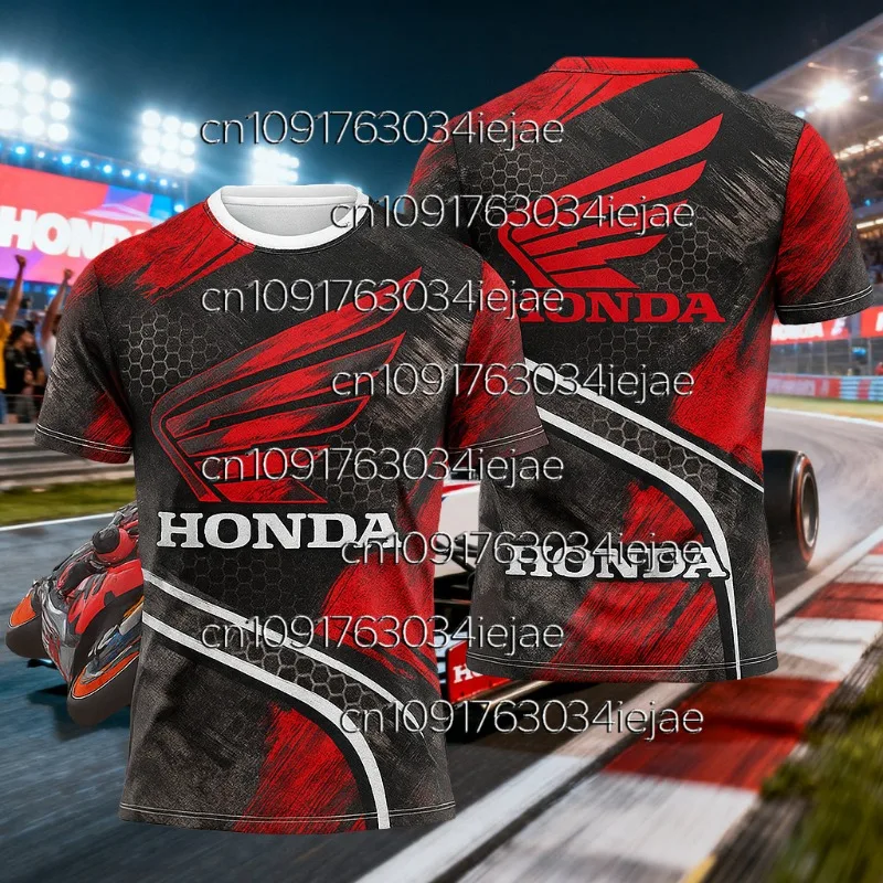 هوندا 2026 دراجة نارية تي شيرت رياضي فريق السباق نمط الصيف جيرسي تنفس سريع جاف قصيرة الأكمام والعتاد لمحبي السباق