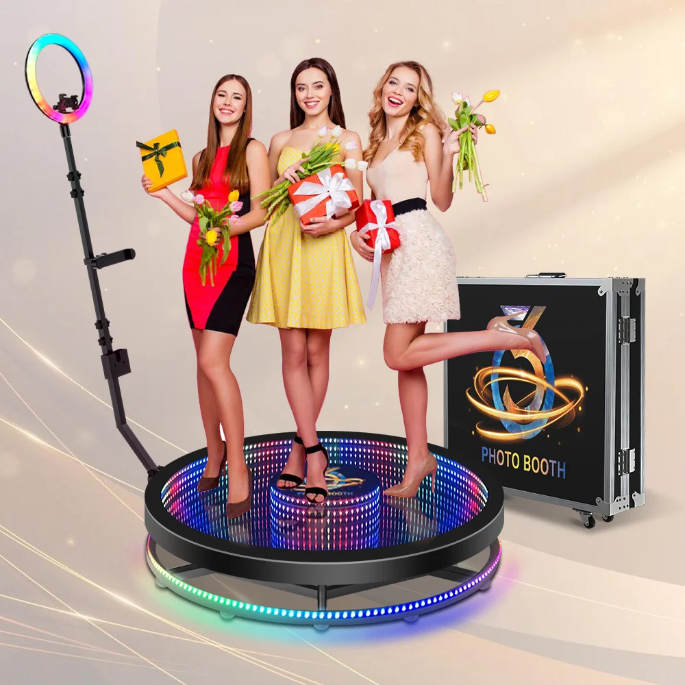 360 Photo Booth Glass Platform 68 80 100 115cm Extendable Stand Magic Automatic Spin Video Booth for  Party Events