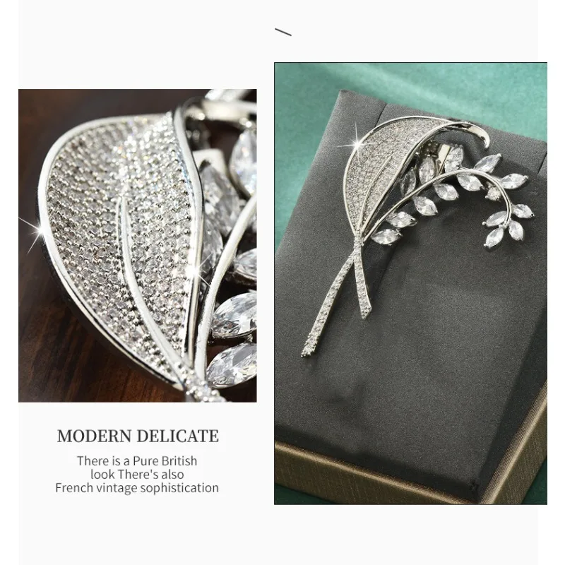 

Элегантная брошь Мисс Лет, высококачественная классическая брошь в виде листьев гинкго с микроинкрустацией цирконом и зеленым градиентом, модная брошь для одежды