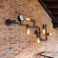 Vintage Loft Industrial LED Wall Lamp Room Decoration Iron Rust Water Pipe Retro Wall Lamp Sconce Lights Home Lighting Fixtures