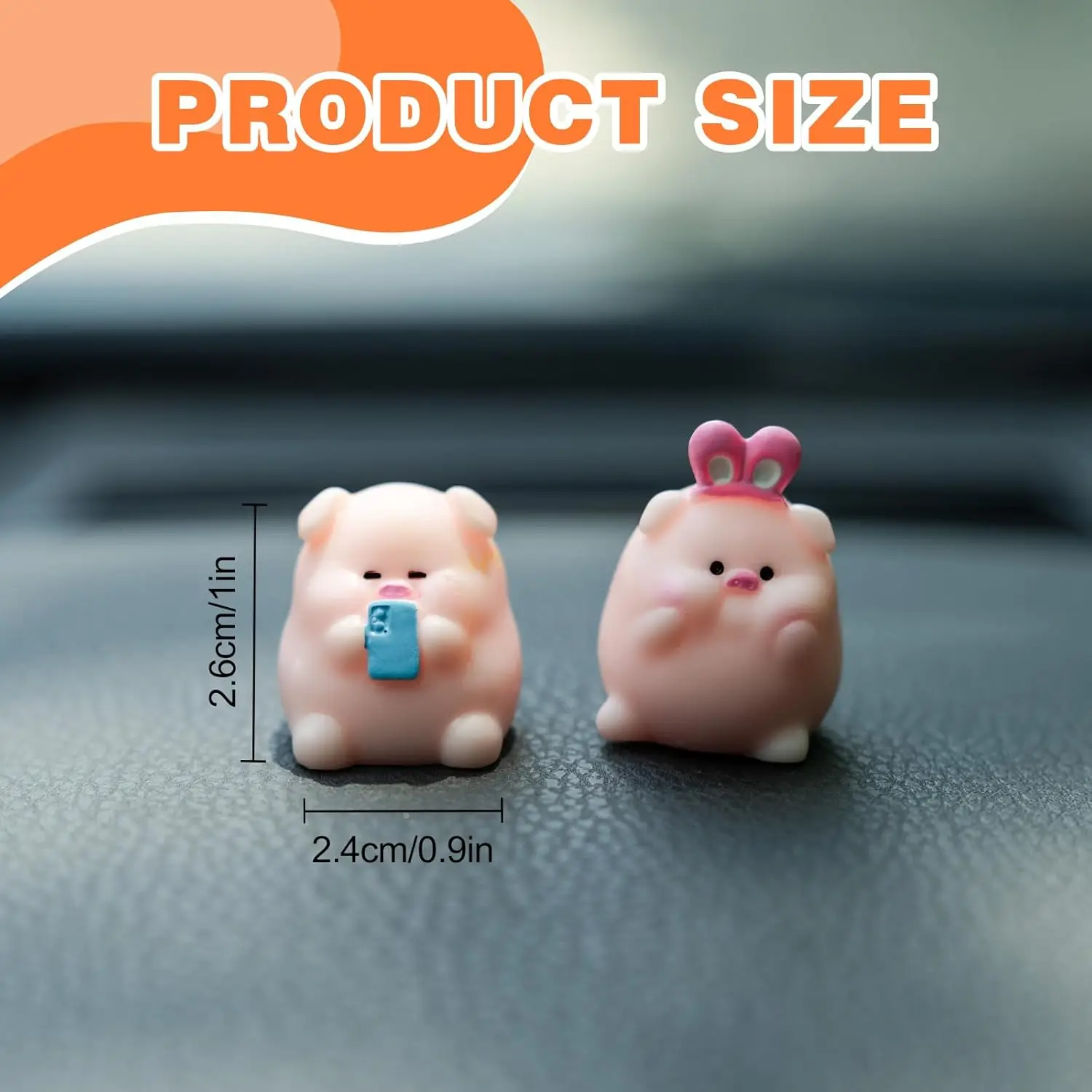 6PCS Cute Pink Pig Car Dash Decorations Car Door Rear View Mirror Ornament Interior Accessories for Home Office