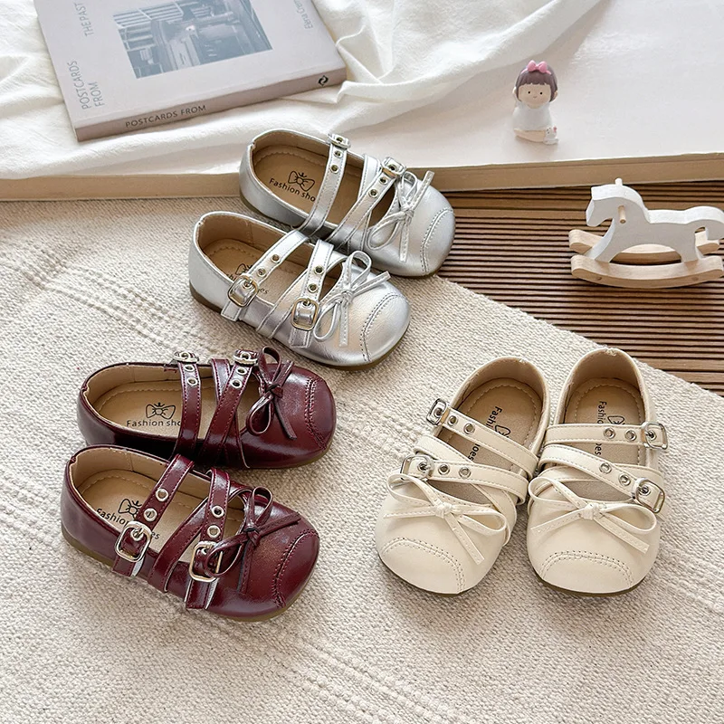 

2025 Autumn New Children Leather Shoes for Girls Fashion Korean Style Soft Bottom Anti-slippery Versatile Princess Single Shoes