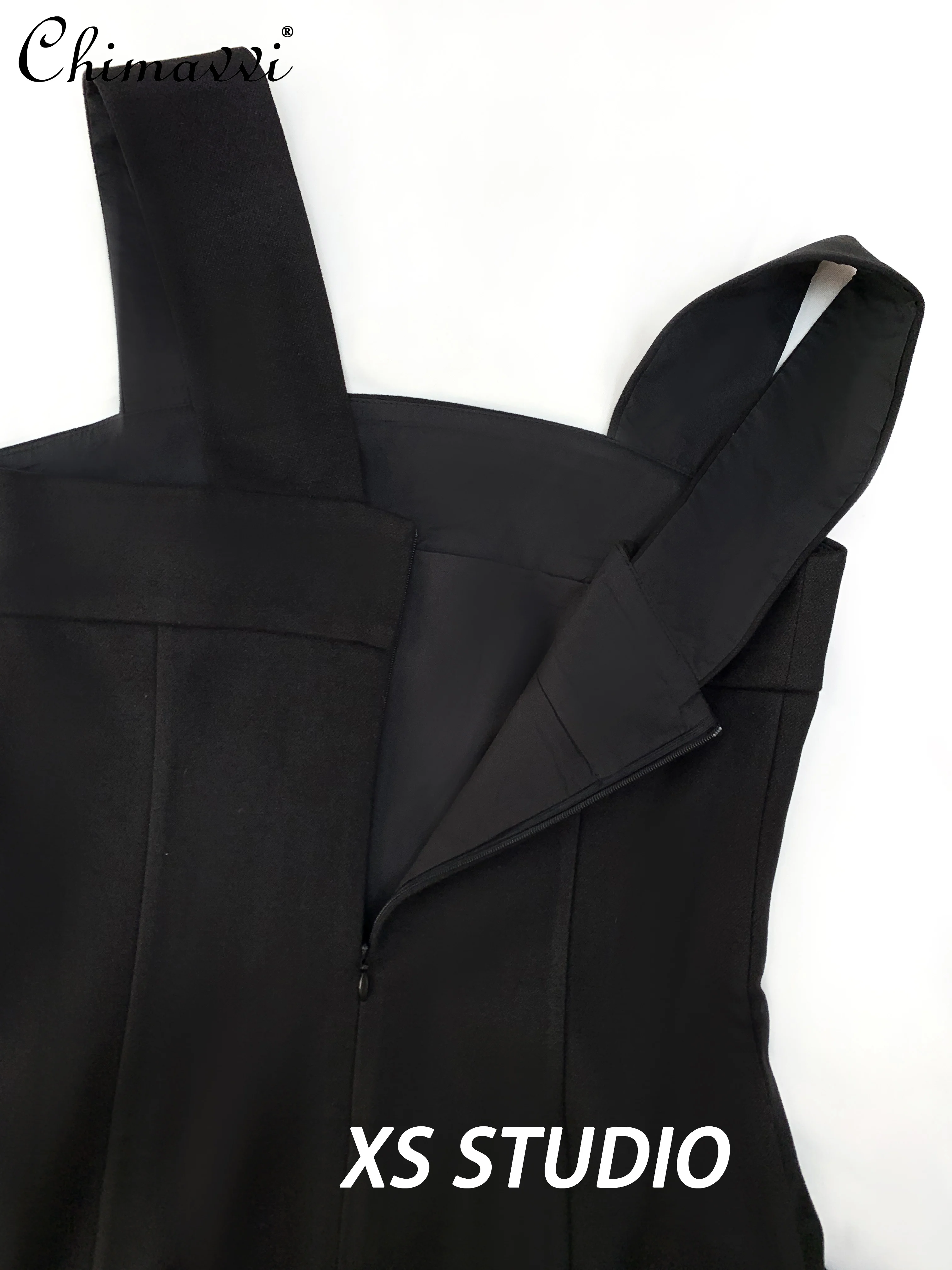 Fashion Fishtail Suspender Dress 2025 Spring and Summer New Suit Hepburn Slim Temperament Mid-length Hip Gown Dresses Women