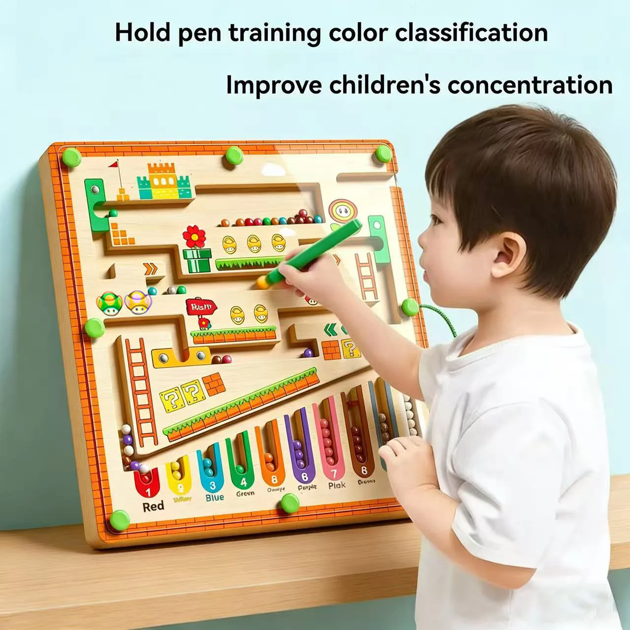 

Children's Magnetic Maze Walking Bead Drawing Board Focuses on Stroke, Logical Thinking, Early Education and Puzzle Toys