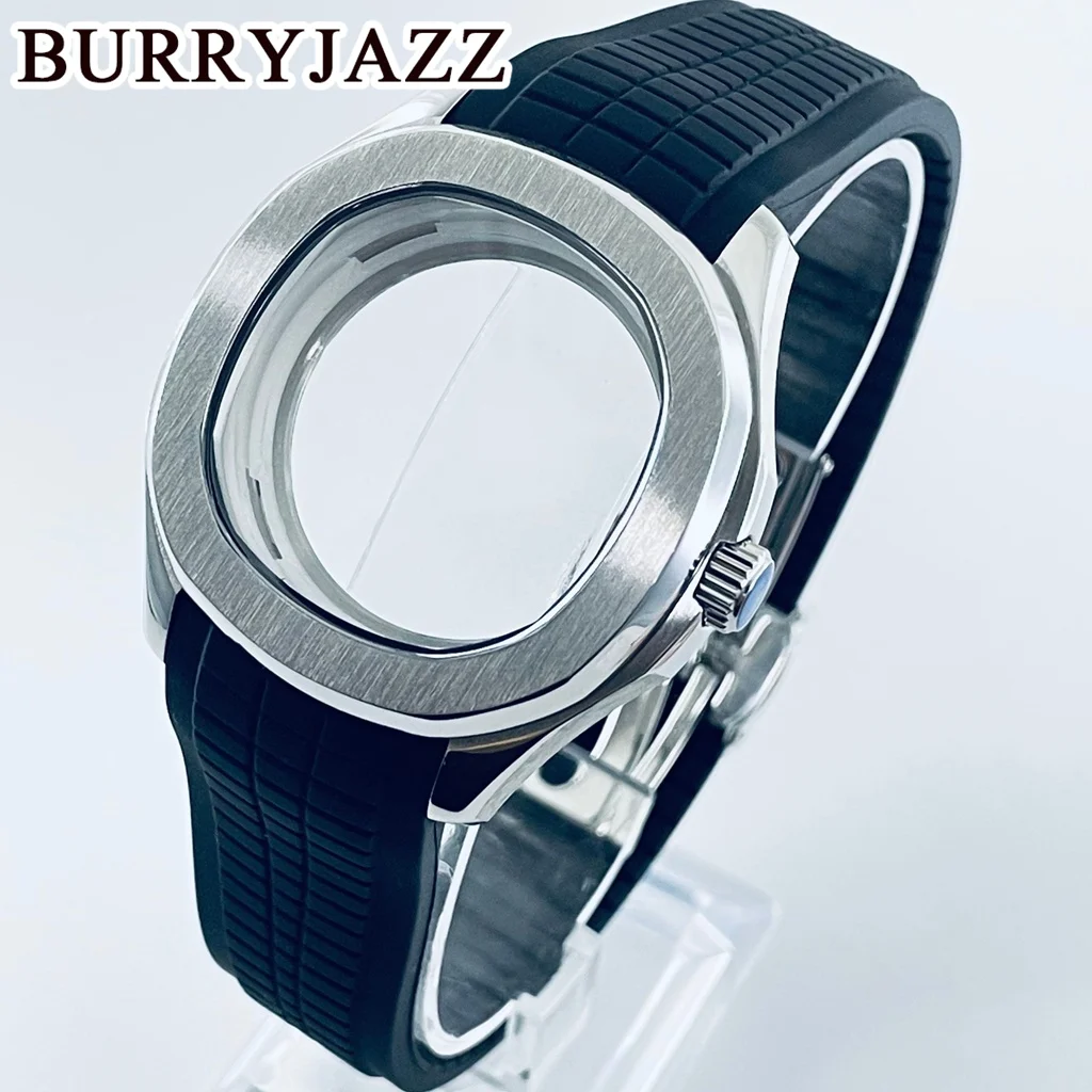 BURRYJAZZ 42mm NH34 NH35 NH36 NH38 Movement Stainless Steel Waterproof Case Sapphire Glass Watch Case For Nautilus AQUANAUT