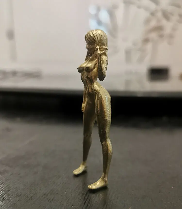 تمثال فتاة الغناء النحاسي مقاس 3.1 بوصة، نموذج جمال عاري لتزيين جسم الإنسان
