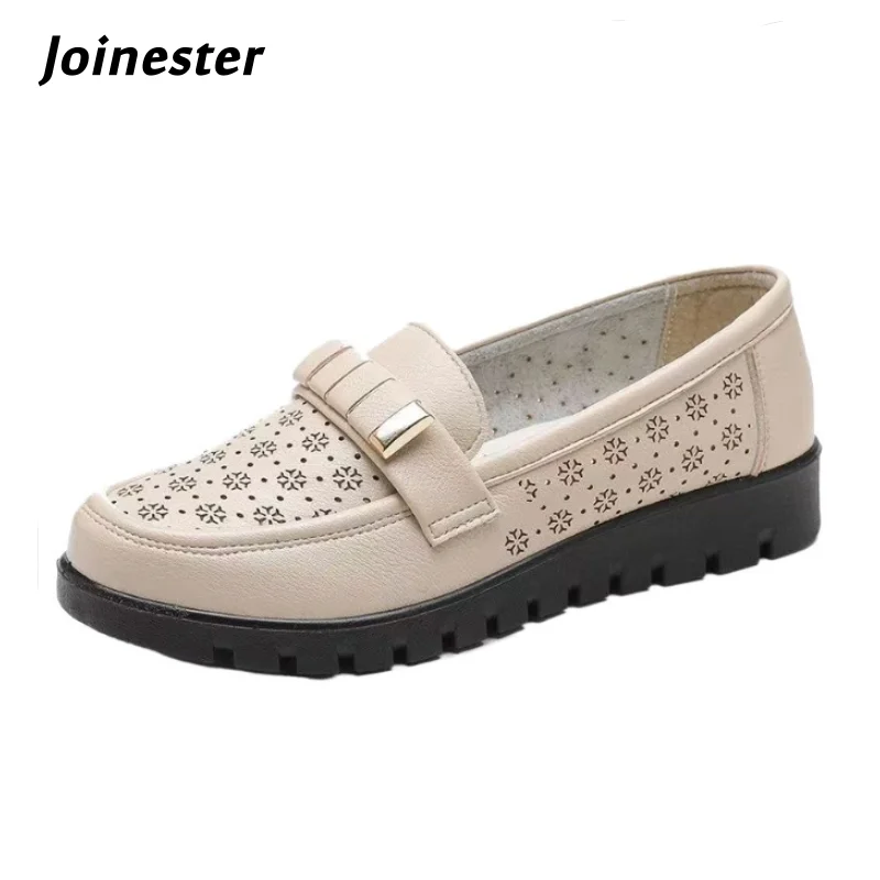 

Women Round Toe Hollow-out Breathable Loafer Soft Comfort Casual Mom Shoes Spring Summer Slip on Walking Shoe for Ladies