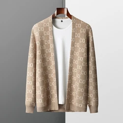 2024 Autumn/Winter New Collection (100% Cashmere) Men's Seven Needle Thickened Casual Versatile Floral Cardigan Men's