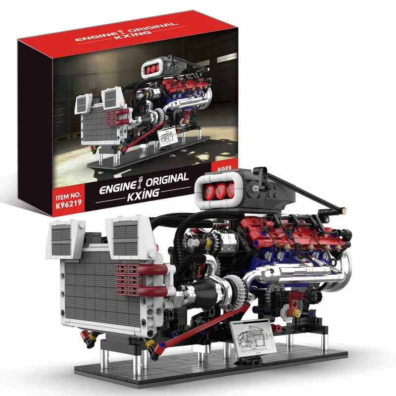 

Модель двигателя V8 для сборки, работающая с моторными блоками, STEM-конструктор, развивающая игрушка по физике, подарок для мальчиков