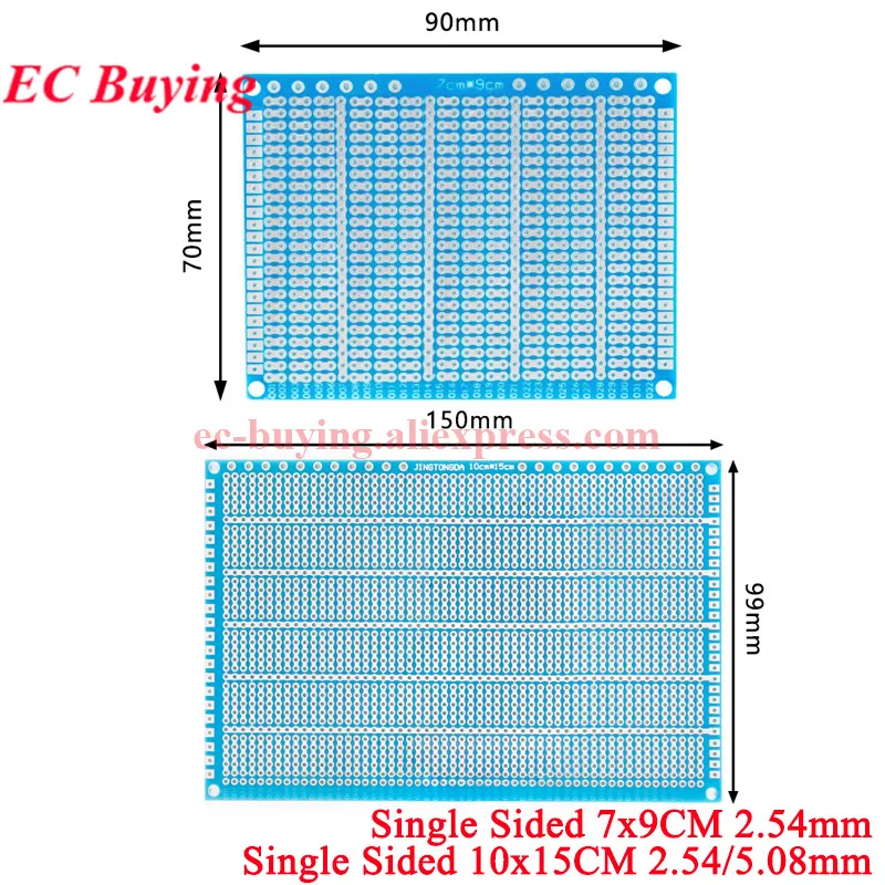 1-10Pcs Universal Experimental Board Single Sided PCB 10*15CM 2.54MM 5.08mm Spacing Glass Fiber Blue Oil Universal 10x15CM 7X9CM