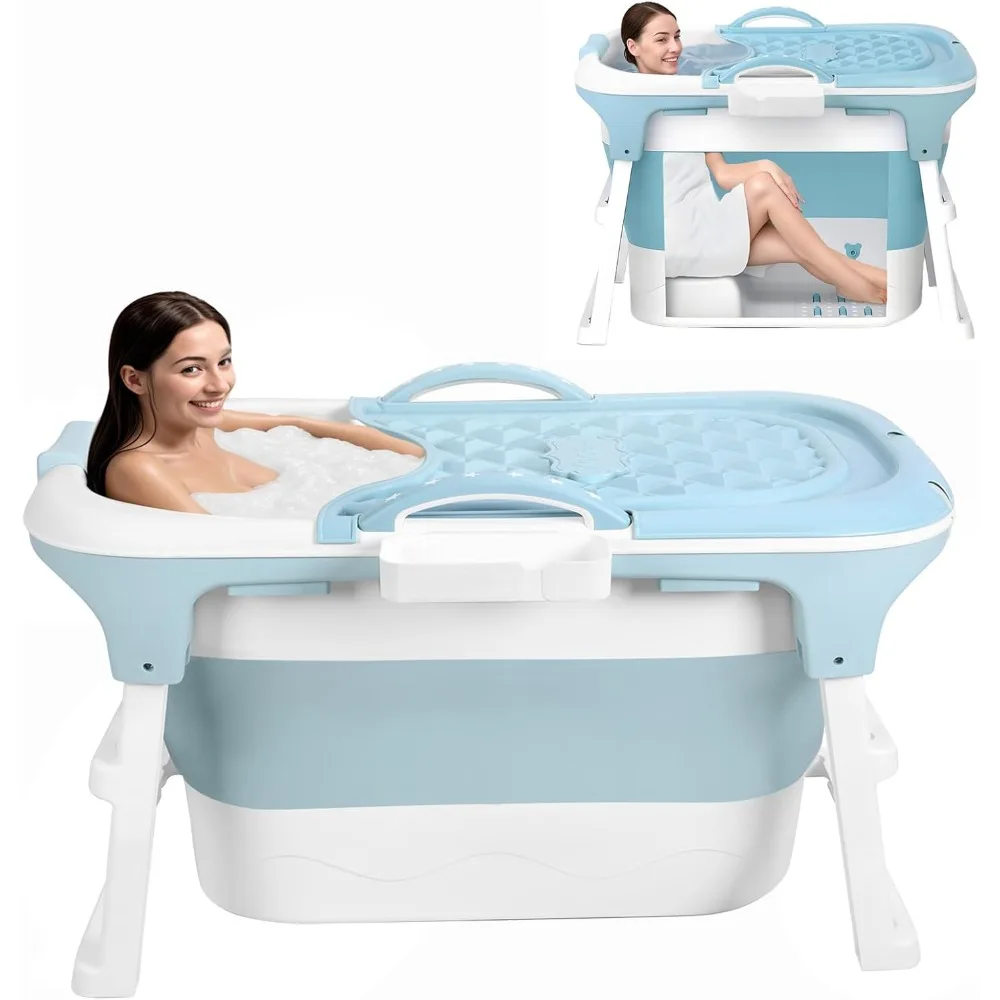 

Portable Bathtub Foldable Bathtub for Adults, 39 Inch Small Tub with Ergonomic Seat & Massage Roller, Ice Bath Tub for Shower
