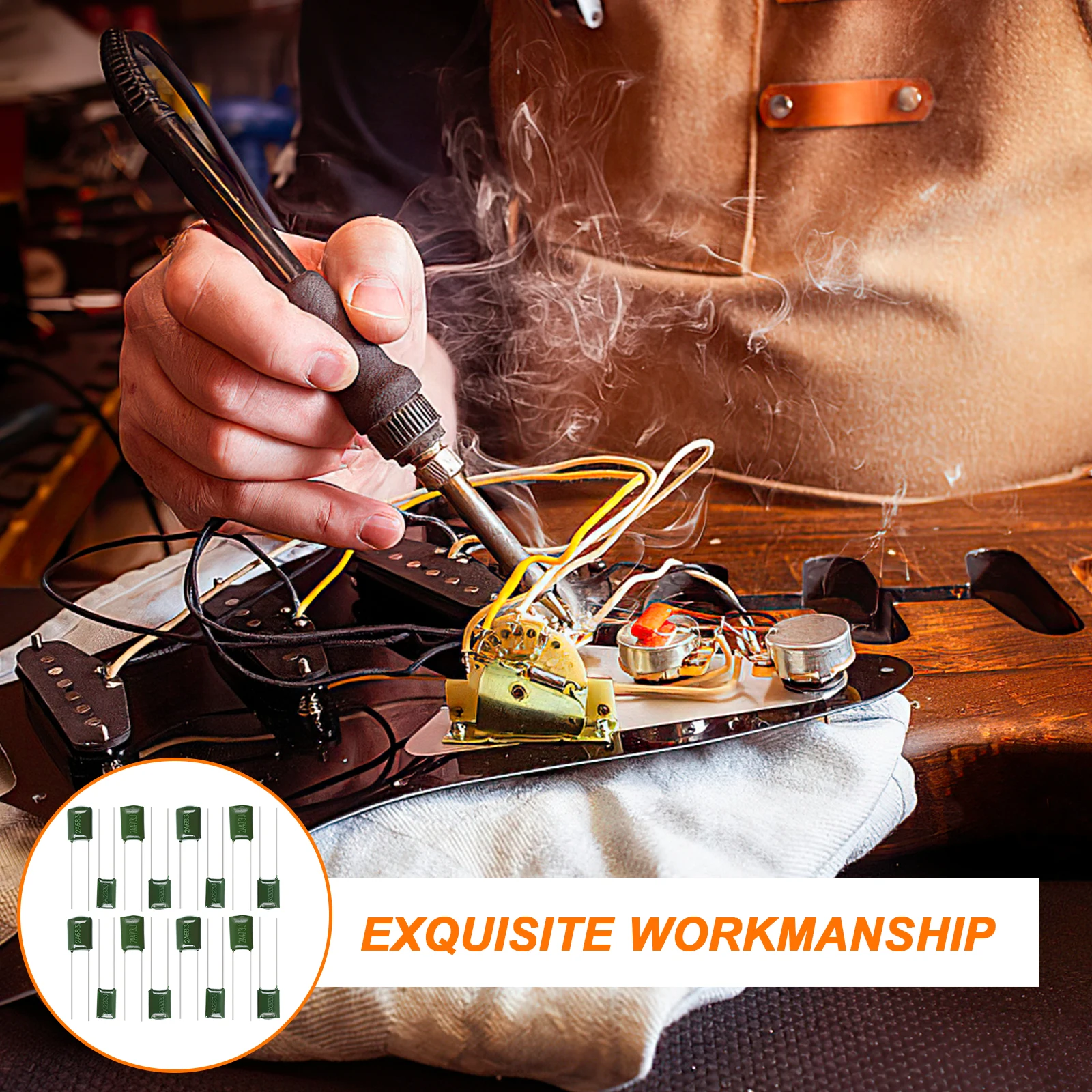 

16pcs Electric Capacitors 0.047-0.068uf Tone Capacitors for Bass Guitar Potentiometers Metal Kit Guitar Supplies