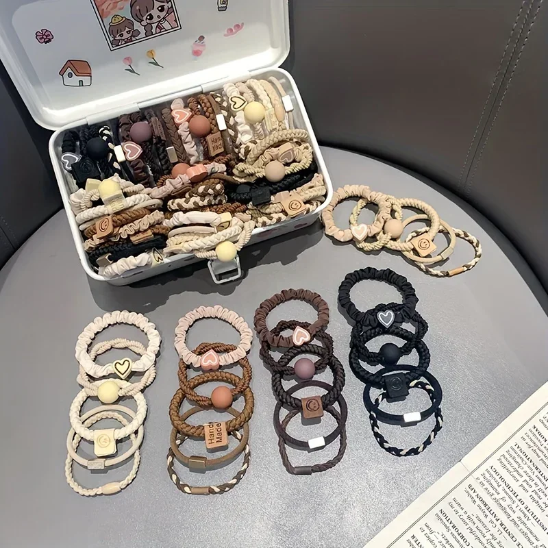 Boho Chic Women's Hair Ties Set - Cute Heart Charm & Bead Elastic Headbands for All Hair Types, for Ponytails and Workouts image 3