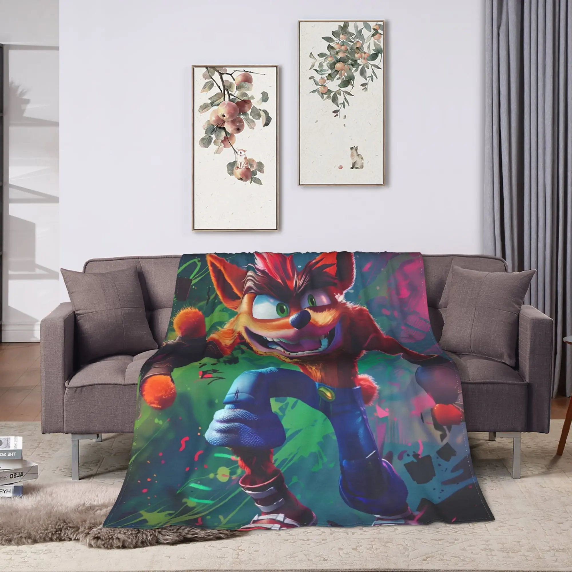 Crashs Bandicoots Flannel Blanket Winter  Warm Soft Bedding Throws for Girls Boys Outdoor Funny Bedspread Sofa Bed Cover