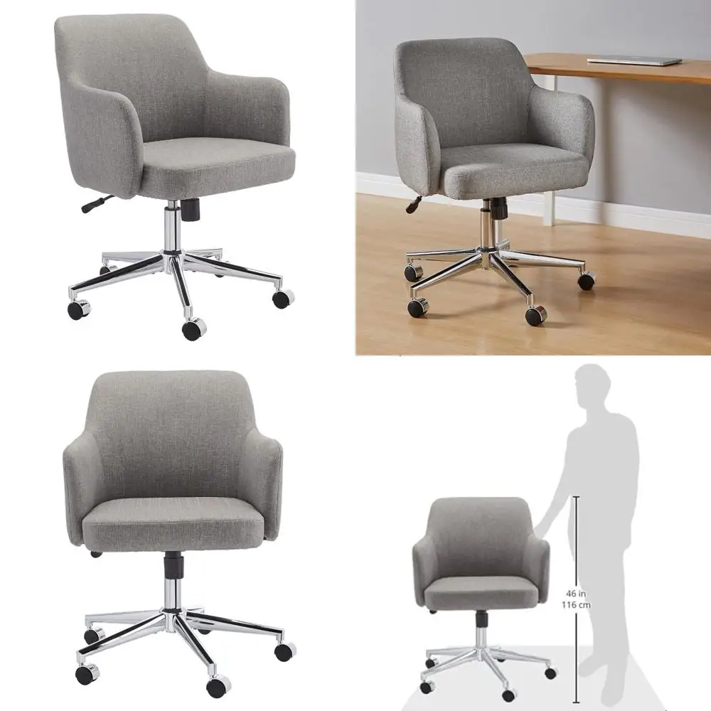 

Modern Ergonomic Office Desk Chair with Adjustable Height, 360 Swivel, Smooth Wheels, Light Gray