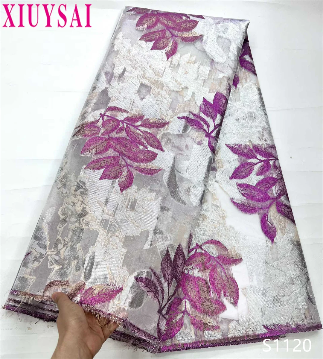 

Nigerian African High-Quality French Jacquard Brocade Lace Fabrics 5 Yards Gilded for Women's Party Dresses