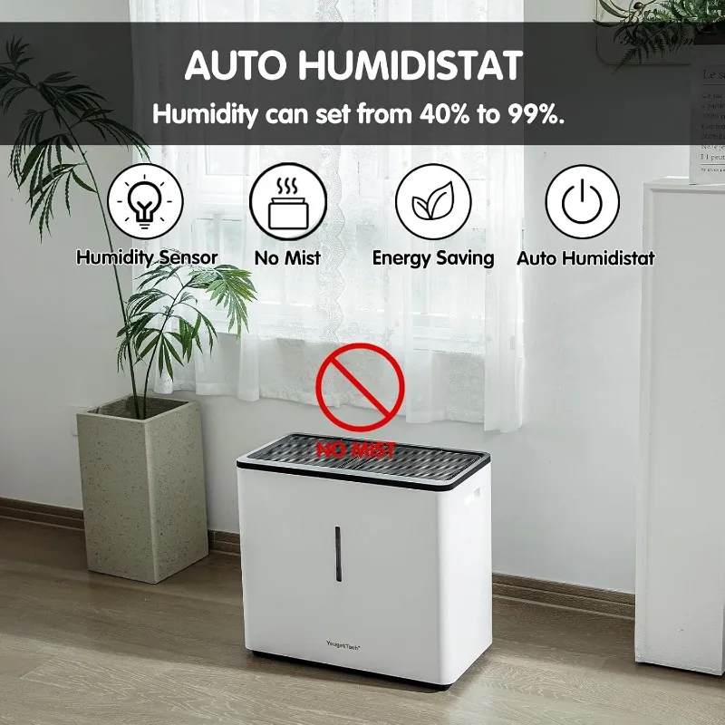 Humidificadores evaporativos para un gran espacio vivo, humidificador para toda la habitación con tanque de 14,5 L(3,9 gal), humidificadores sin niebla frescos de 60 W