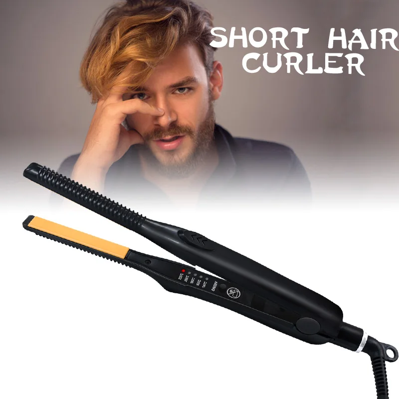 Plancha de pelo tipo lápiz para bordes y cabello corto, plancha de pelo pequeña de 3/10 pulgadas para hombres, mini plancha para cabello corto y barba.