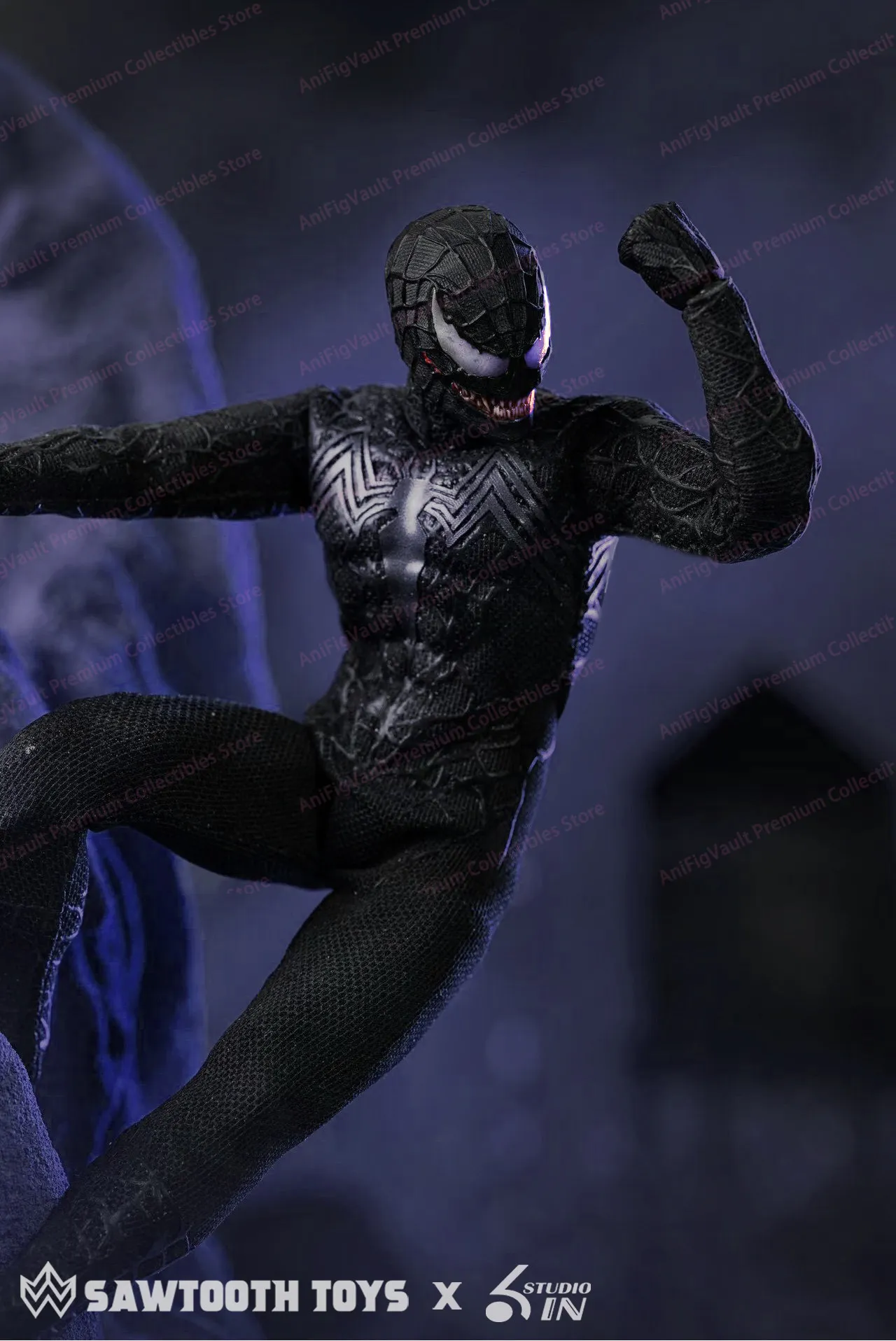 In Stock 6in & Sawtooth Toys 1/12 Scale Venom Spider-Man Symbiotic