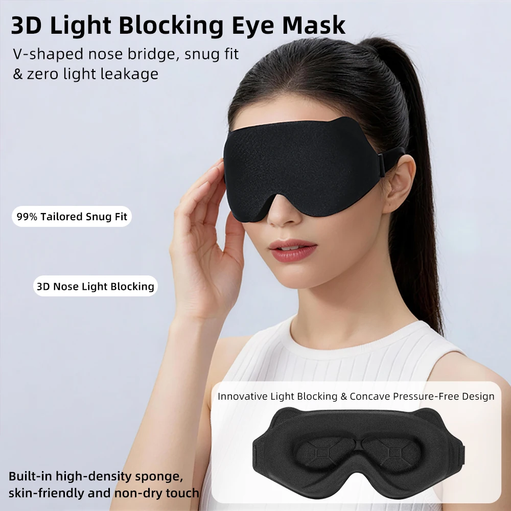 

New 3D Stereoscopic Light Blocking Sleep Eye Mask Breathable Non Pressing Eye Mask for Male and Female Students Napping Eye Mask