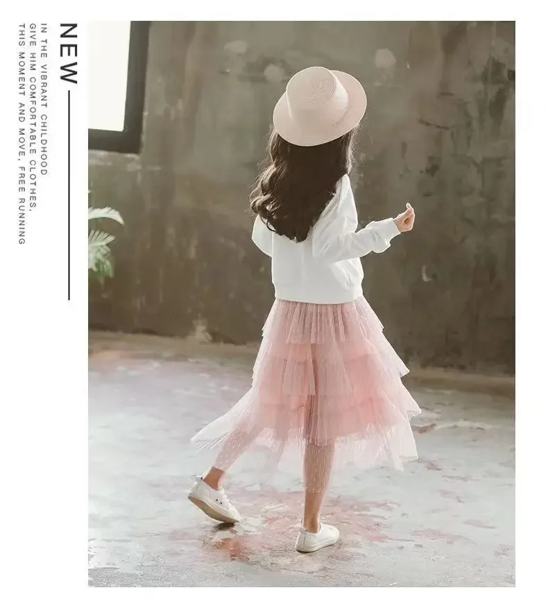 Fashion Girls Dress 2024 Spring Autumn Kids Sweater + Dress 2PCS Casual Children Long Sleeve Dresses For Girl Teen 8 10 12 Year