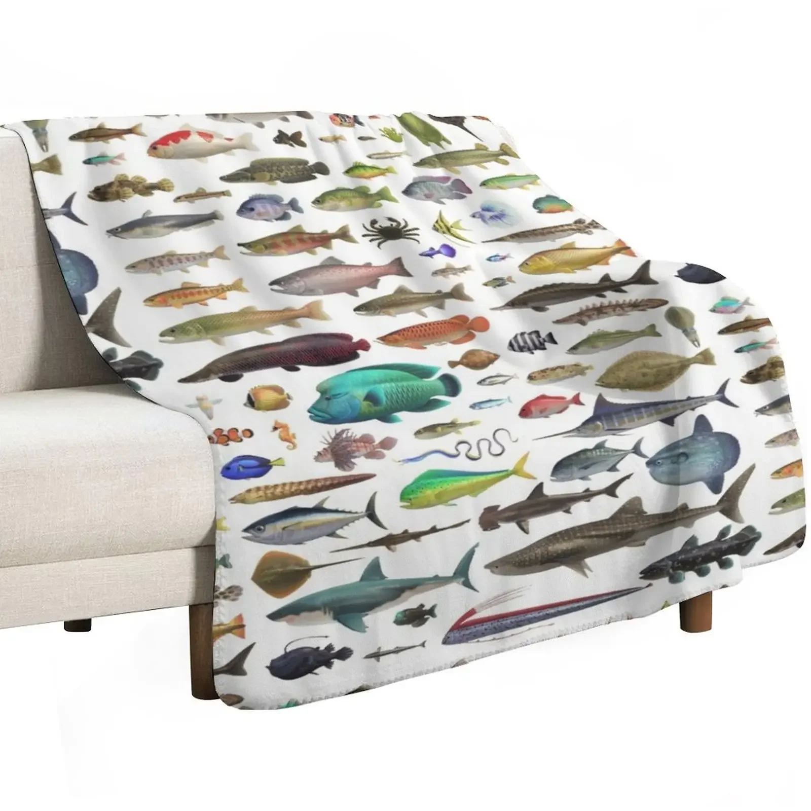 ALL FISH N STUFF Critterpedia رمي بطانية مرجحة تتحرك الشعر الفانيلا النسيج بطانية